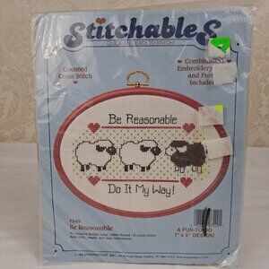 Stitchables Be Reasonable #7549 Counted Cross Stitch Kit NWT